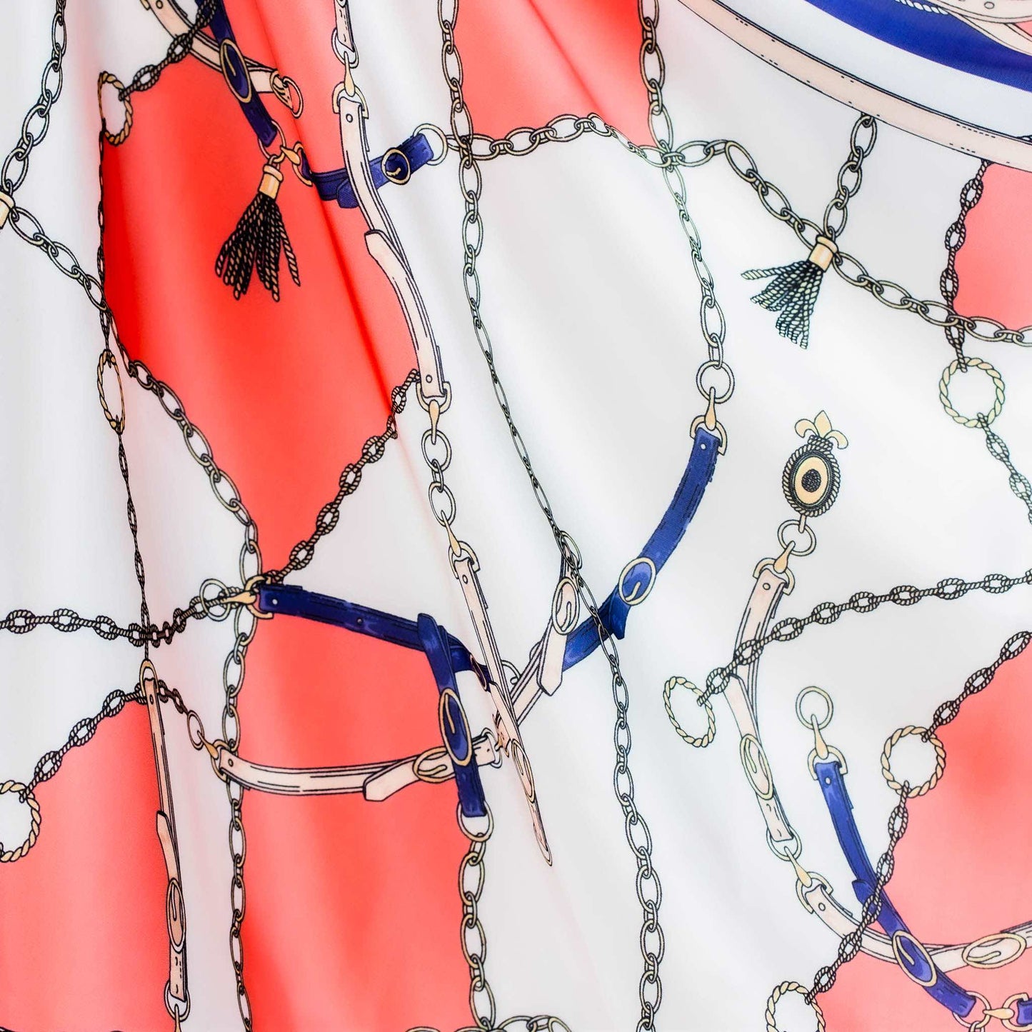 Eșarfă damă din satin cu imprimeu deluxe, 70 x 70 cm - Roz, Albastru