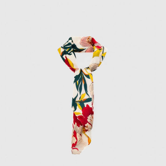 Eșarfă damă din satin cu imprimeu floral, 70 x 70 cm - Multicolor