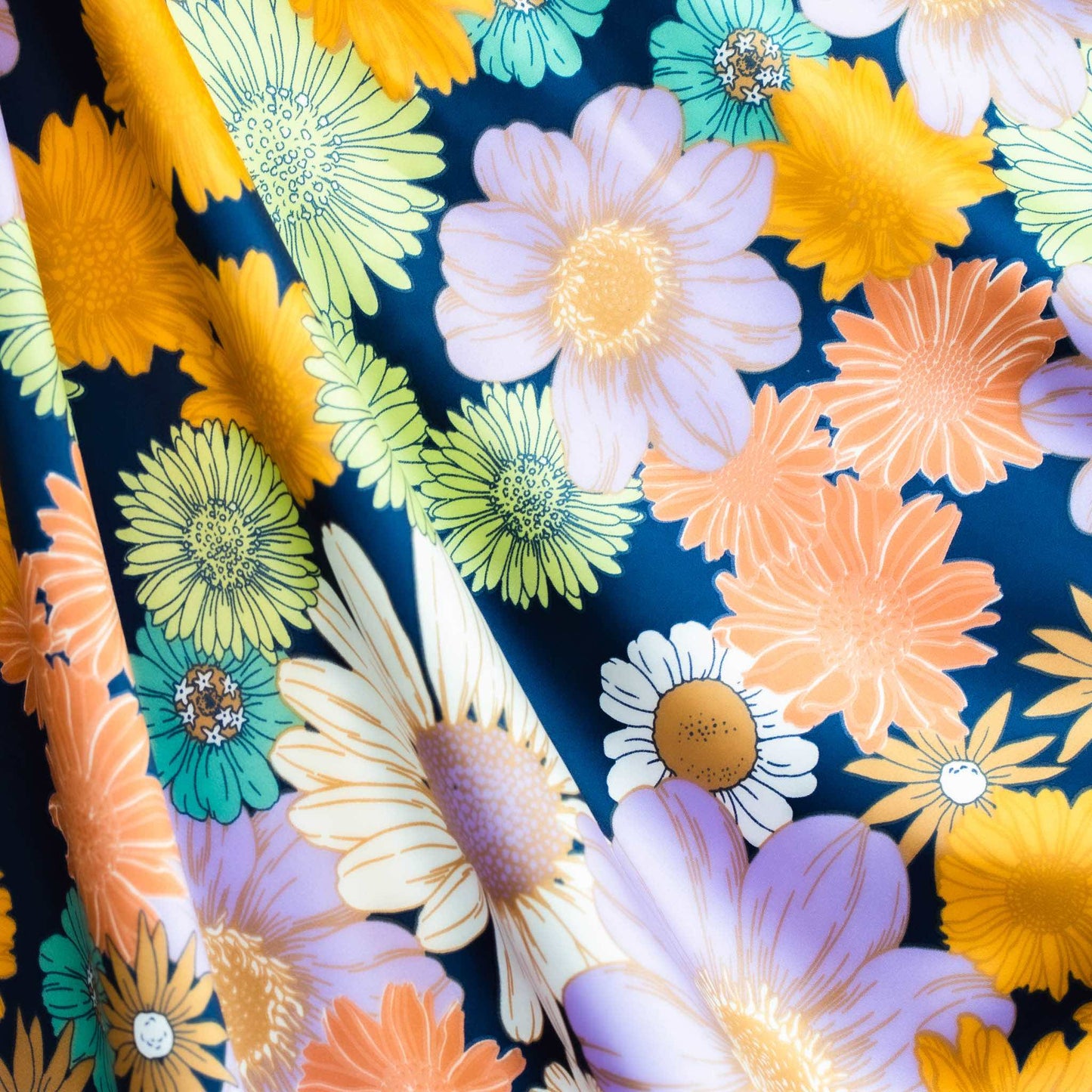 Eșarfă damă din satin cu imprimeu floral, 80 x 80 cm - Multicolor 
