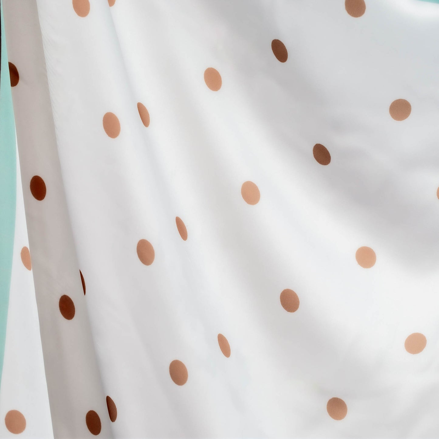 Eșarfă damă din satin, imprimeu cu buline și margini dungate, 70 x 70 cm - Alb, Verde, Maro