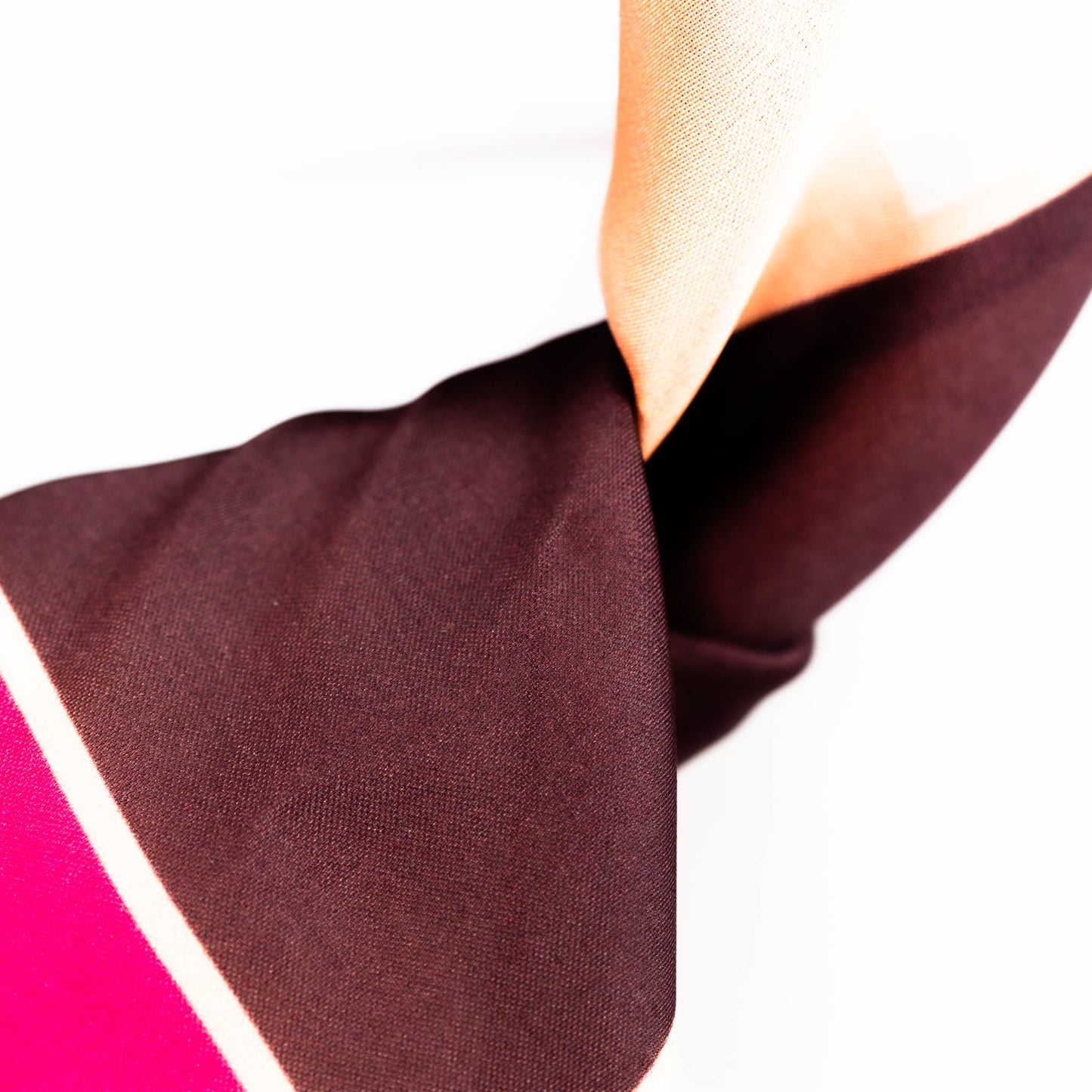 Eșarfă damă din satin, imprimeu cu secțiuni geometrice, 70 x 70 cm - Maro, Bej, Roz