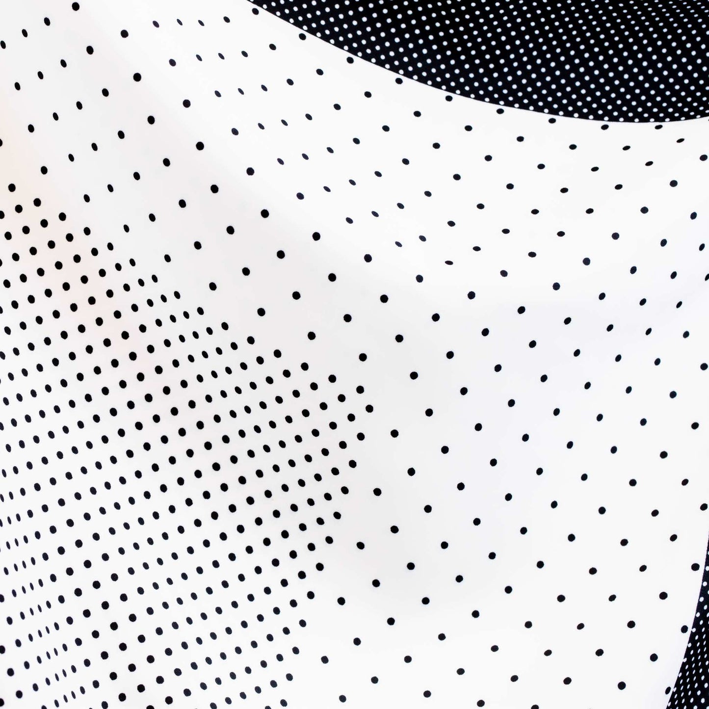 Eșarfă damă din satin, imprimeu cu secțiuni geometrice și buline mici, 55 x 55 cm - Alb, Negru 