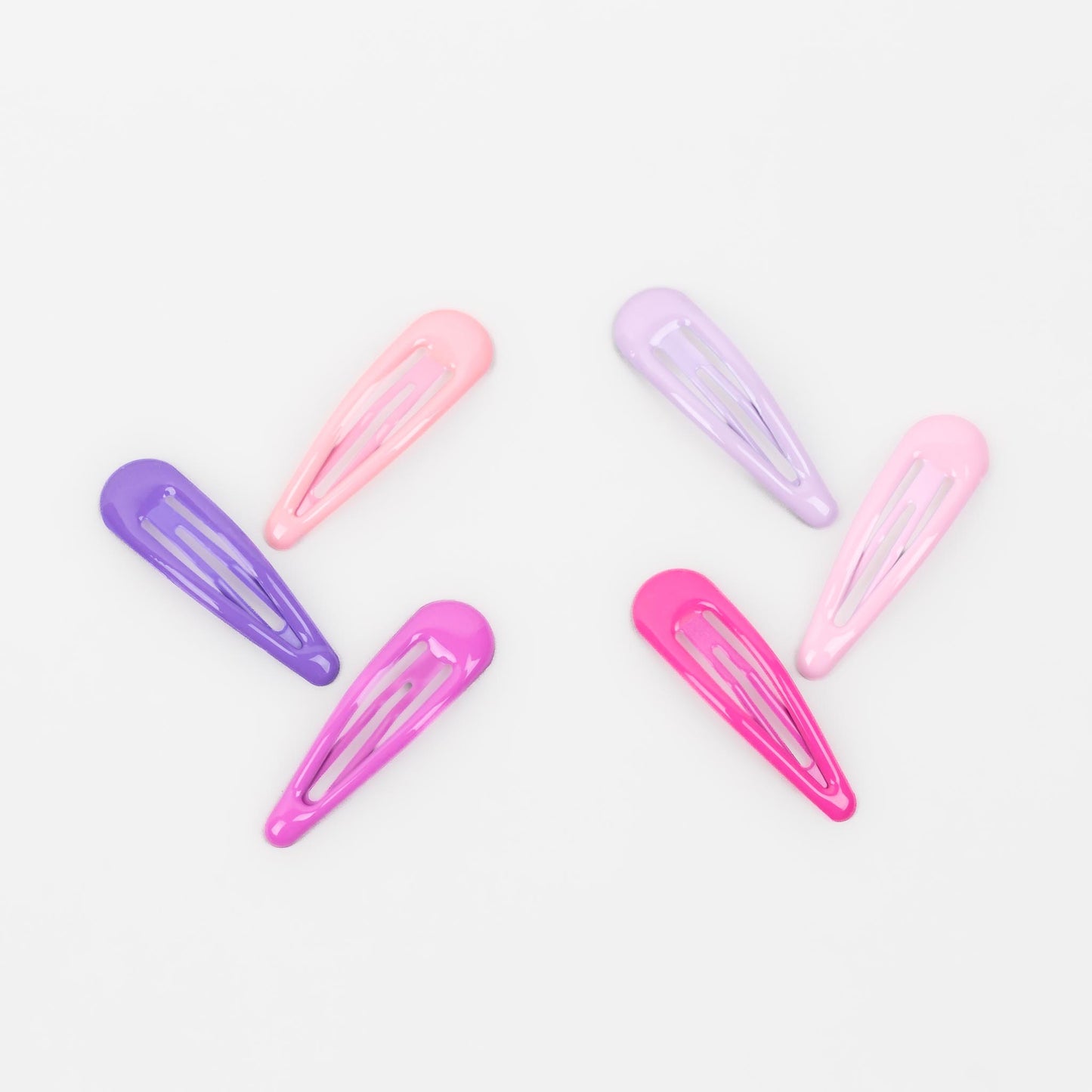 Agrafe de păr click cu textură fină și lucioasă, set 6 buc - Roz, Mov