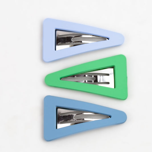 Agrafe de păr click în formă triunghiulară cu textură de silicon, set 3 buc - Albastru, Verde