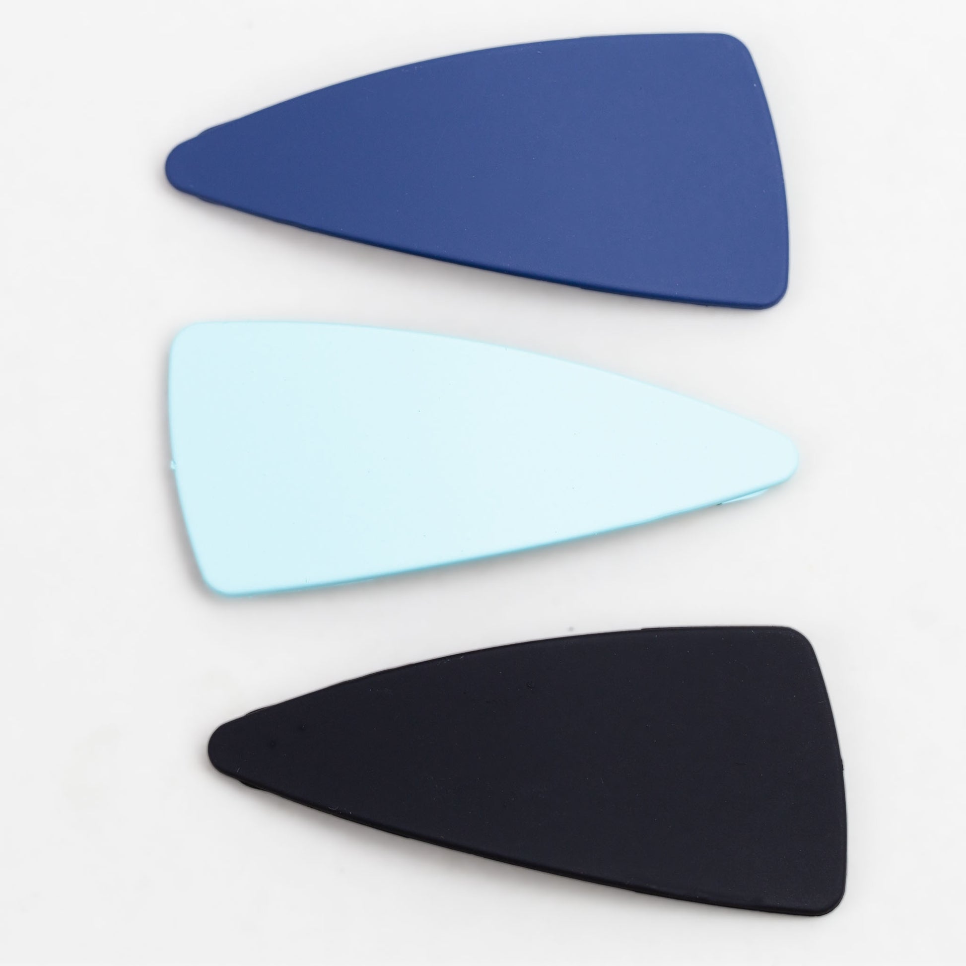 Agrafe de păr click în formă triunghiulară cu textură fină de silicon, set 3 buc - Albastru, Negru