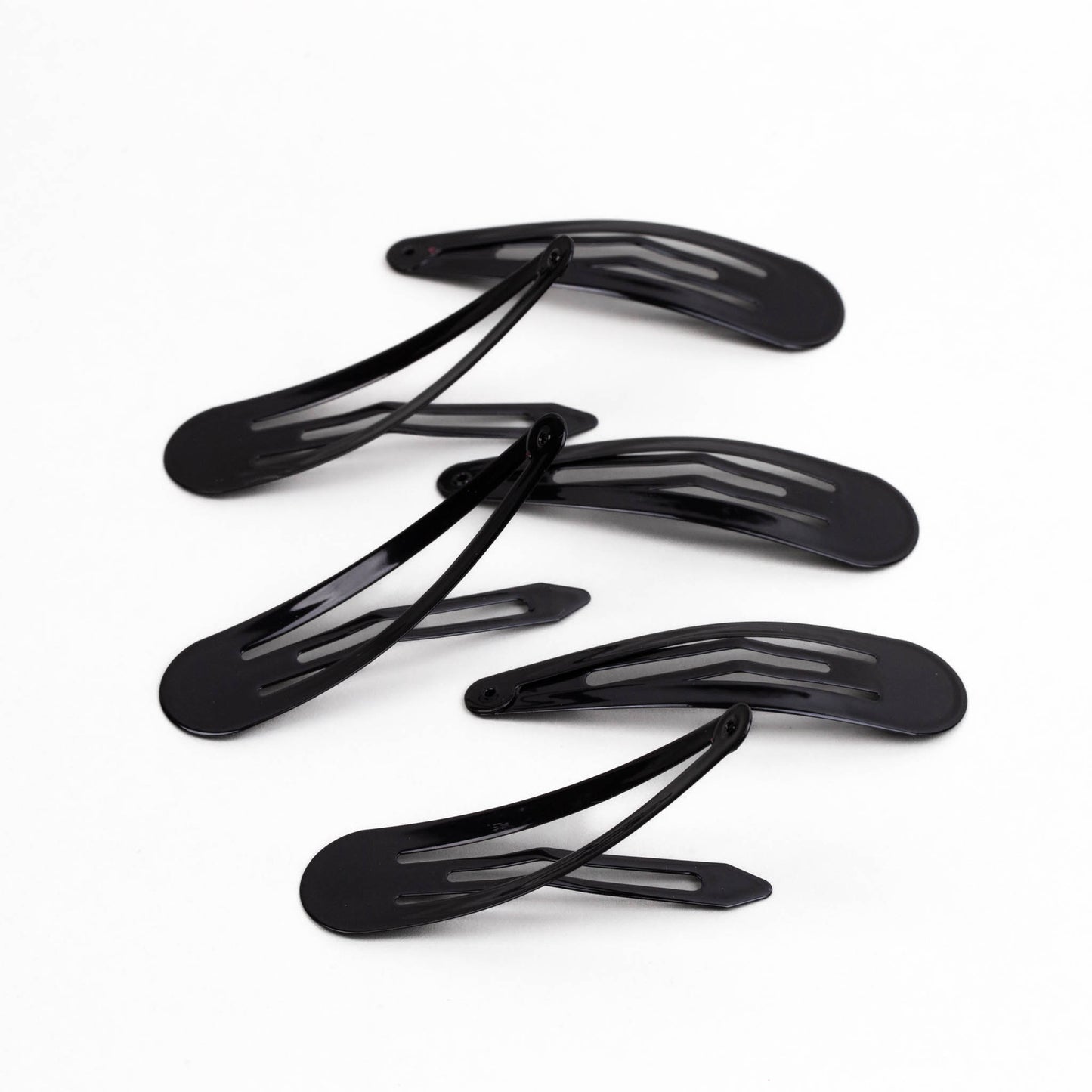 Agrafe de păr click simple cu textură lucioasă, set 6 buc - Negru