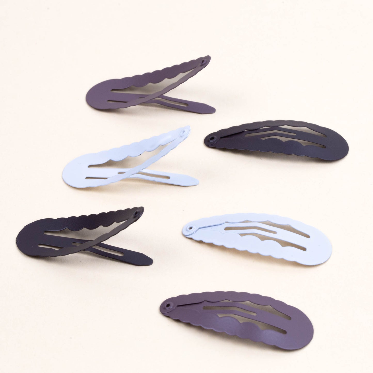 Agrafe de păr click simple, set 6 buc - Maro, Alb