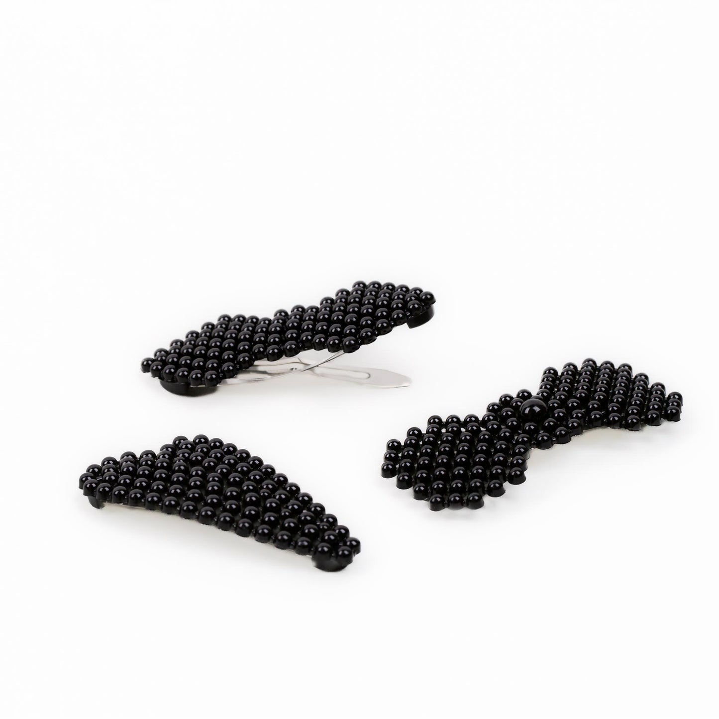 Agrafe de păr cu perle acrilice, forme diverse, set 3 buc - Negru