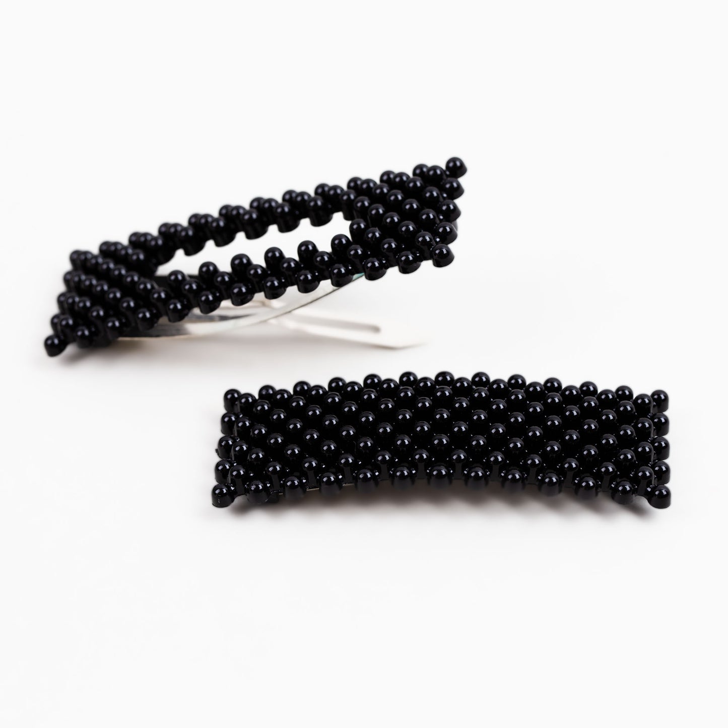 Agrafe de păr cu perle, tip click, set 2 buc - Negru