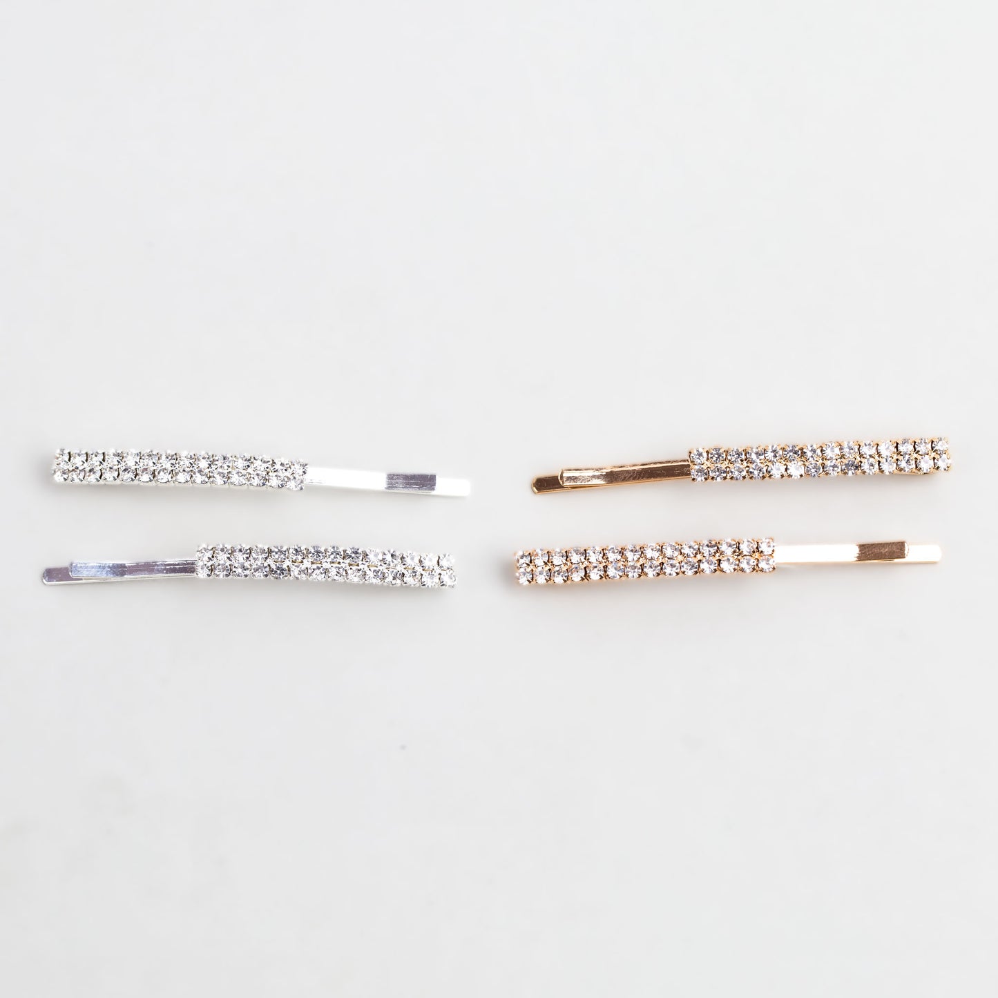 Agrafe de păr elegante cu ștrasuri, set 4 buc - Argintiu, Auriu