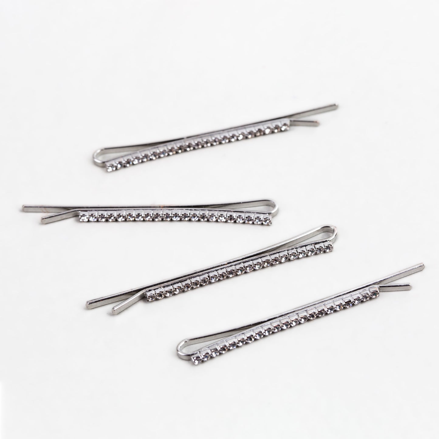 Agrafe de păr elegante cu ștrasuri, set 4 buc - Argintiu