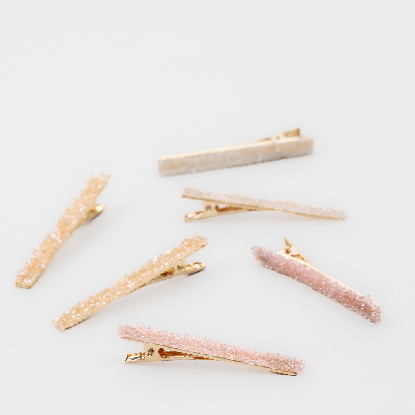 Agrafe de păr tip aligator cu textură ca zahărul, set 6 buc - Champagne Mix