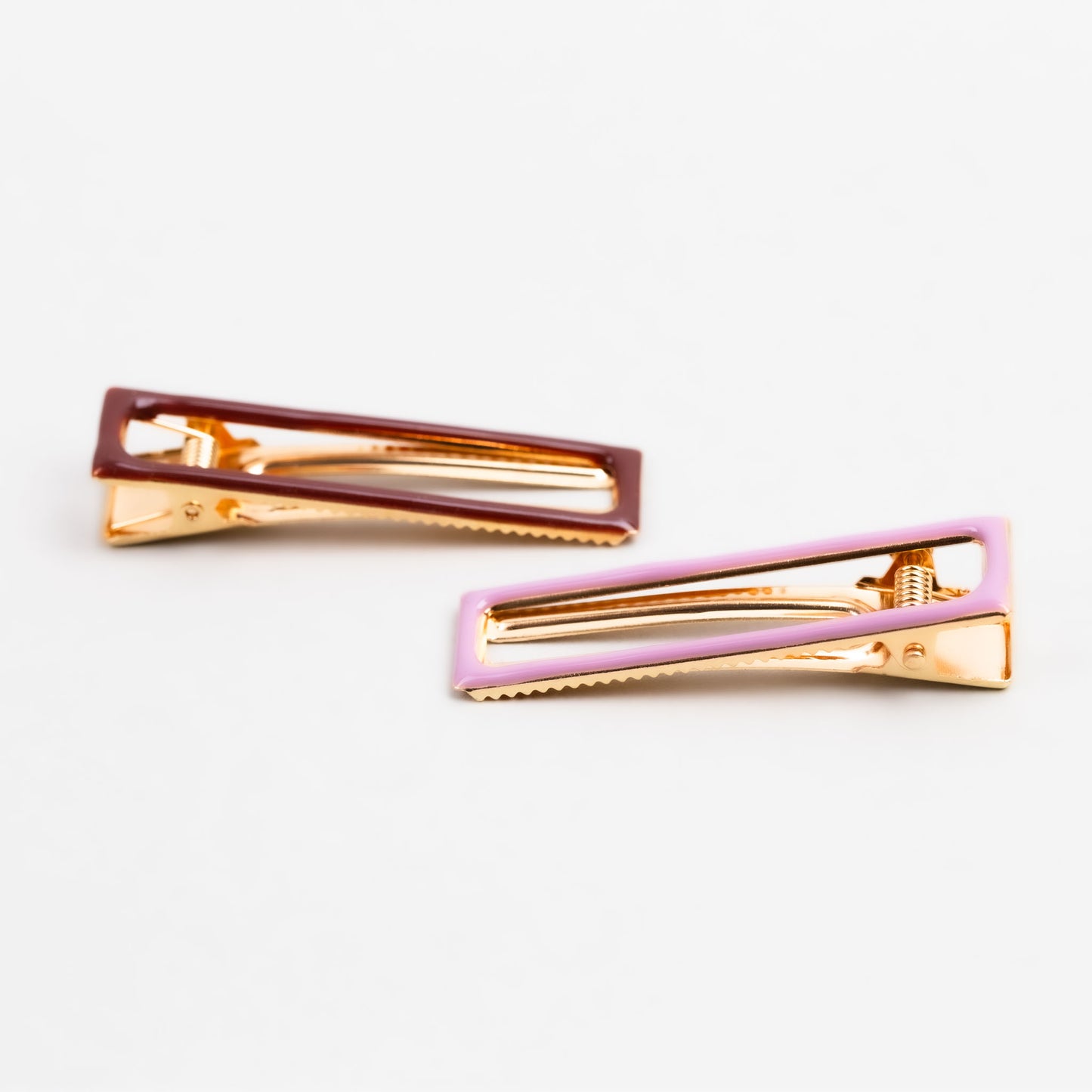 Agrafe de păr tip aligator în formă dreptunghiulară cu textură lucioasă, set 2 buc - Mov, Maro