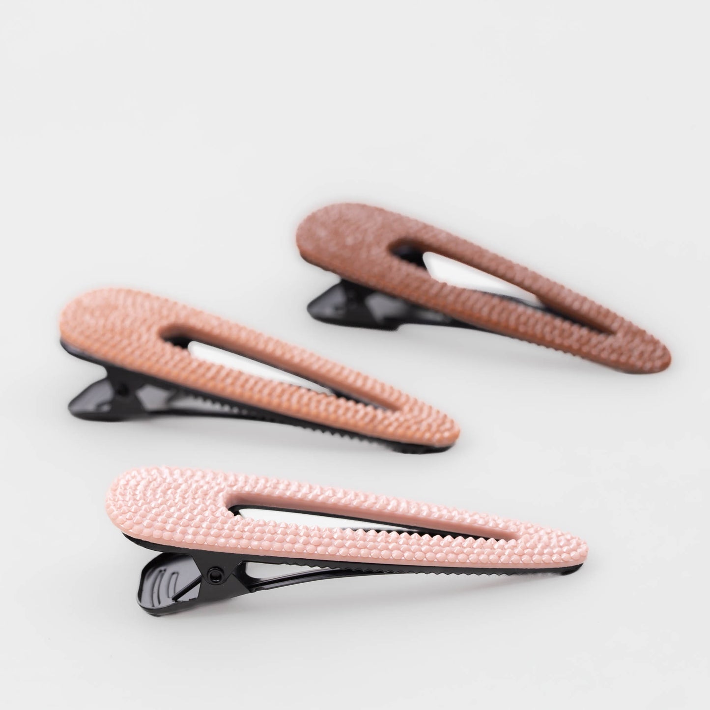 Agrafe de păr tip aligator mari cu textură de pietre mici, set 3 buc - Maro Mix