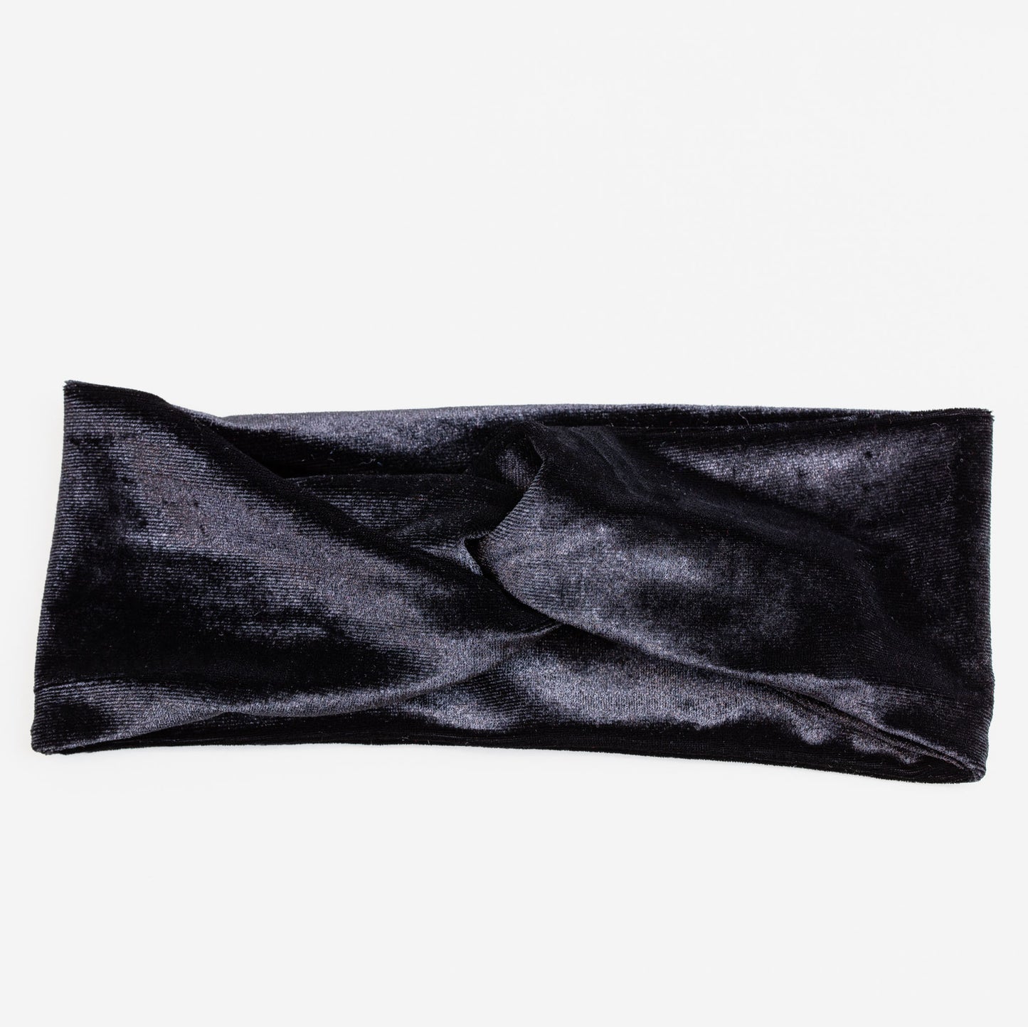 Bentiță de păr cu nod tip turban din catifea - Negru