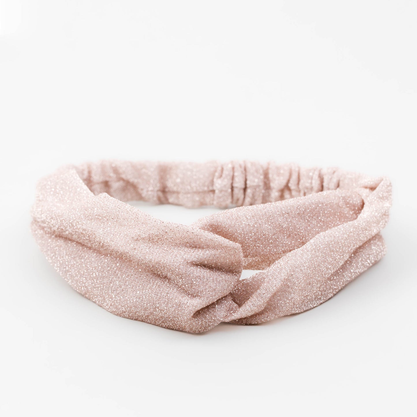 Bentiță de păr cu nod tip turban și fir sclipitor - Roz