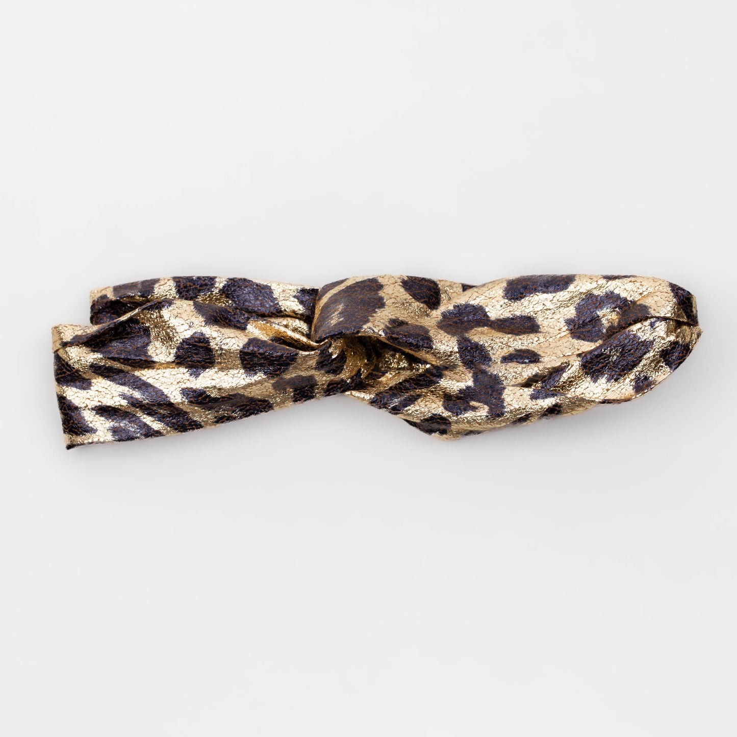 Bentiță de păr cu nod tip turban și material texturat animal print - Auriu