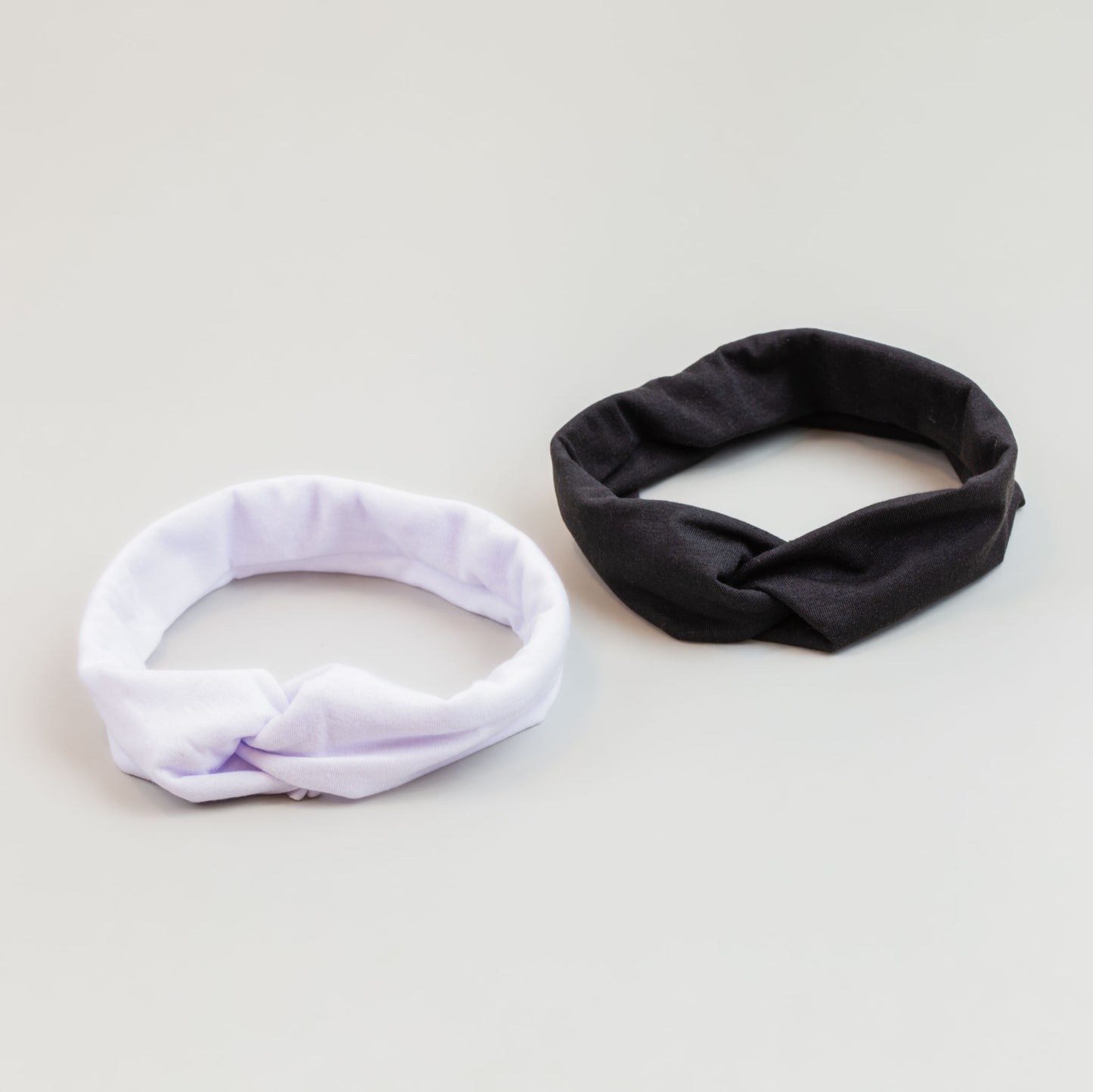 Bentiță de păr cu nod tip turban simplă, din bumbac, set 2 buc - Alb, Negru