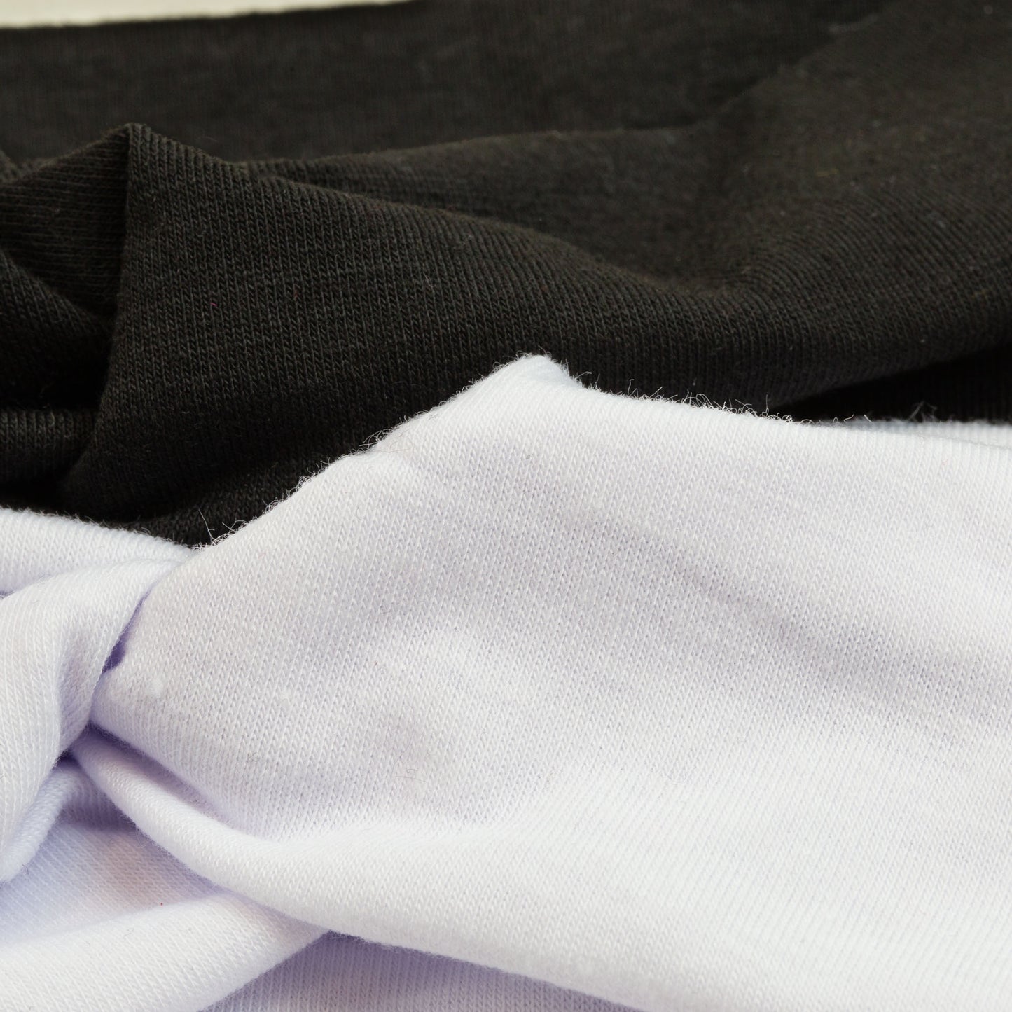 Bentiță de păr cu nod tip turban simplă, din bumbac, set 2 buc - Alb, Negru