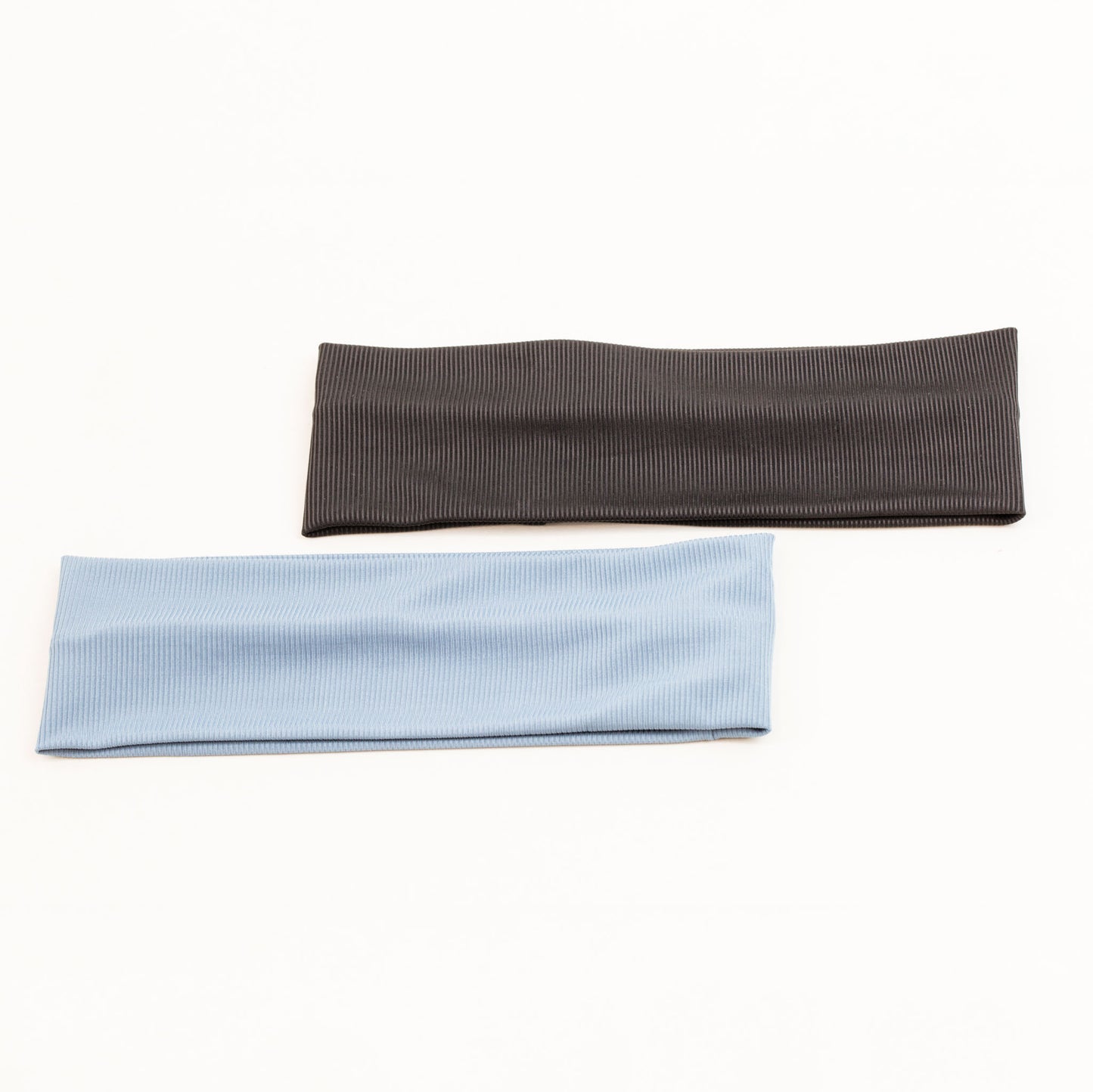 Bentiță de păr simplă cu dungi fine din satin, set 2 buc - Albastru, Negru