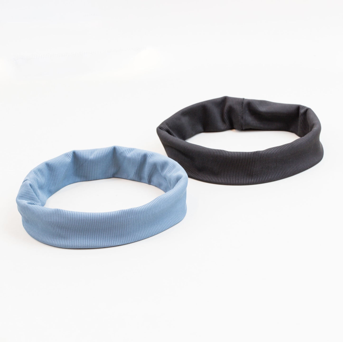 Bentiță de păr simplă cu dungi fine din satin, set 2 buc - Albastru, Negru