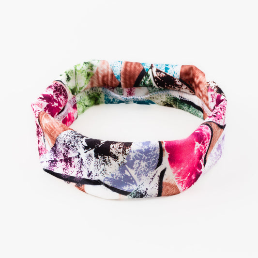 Bentiță de păr simplă cu, imprimeu abstract leaves - Multicolor