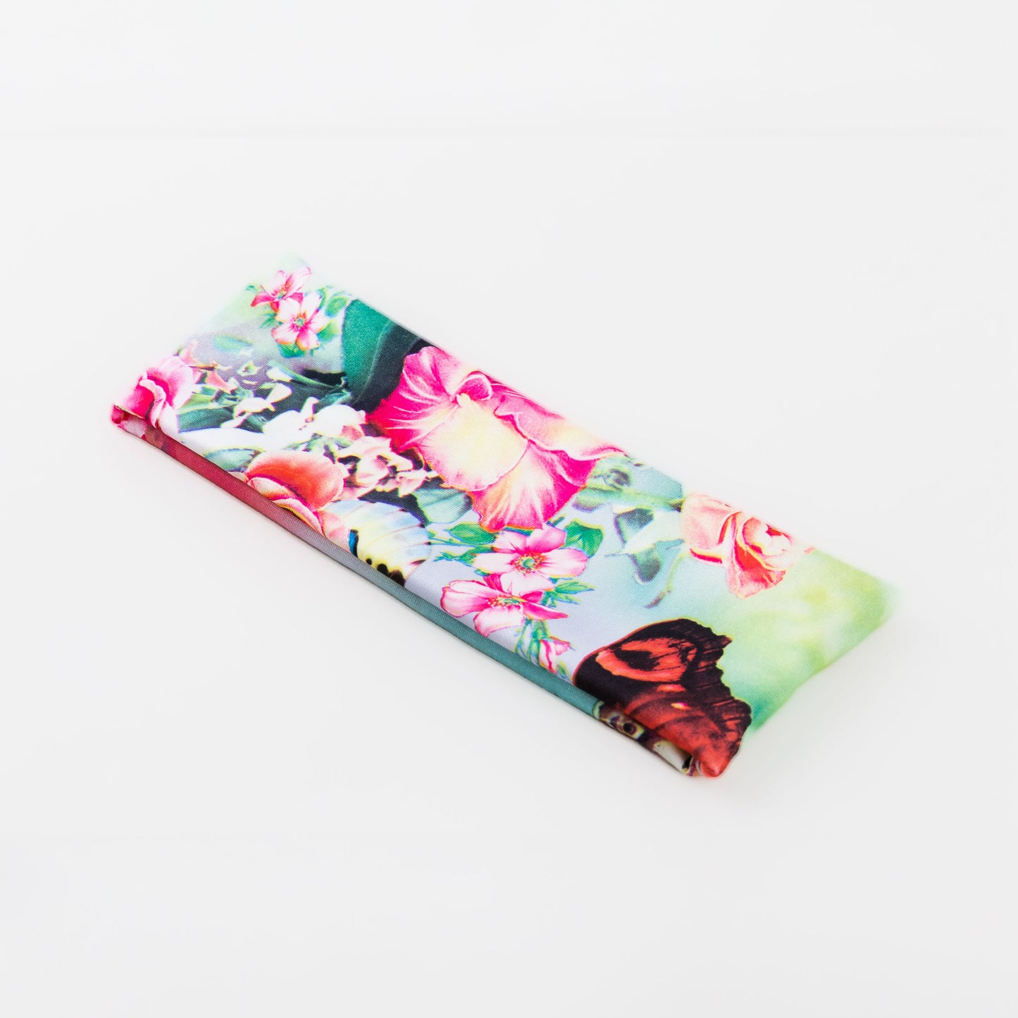 Bentiță de păr simplă cu, imprimeu flower jungle - Verde, Roz