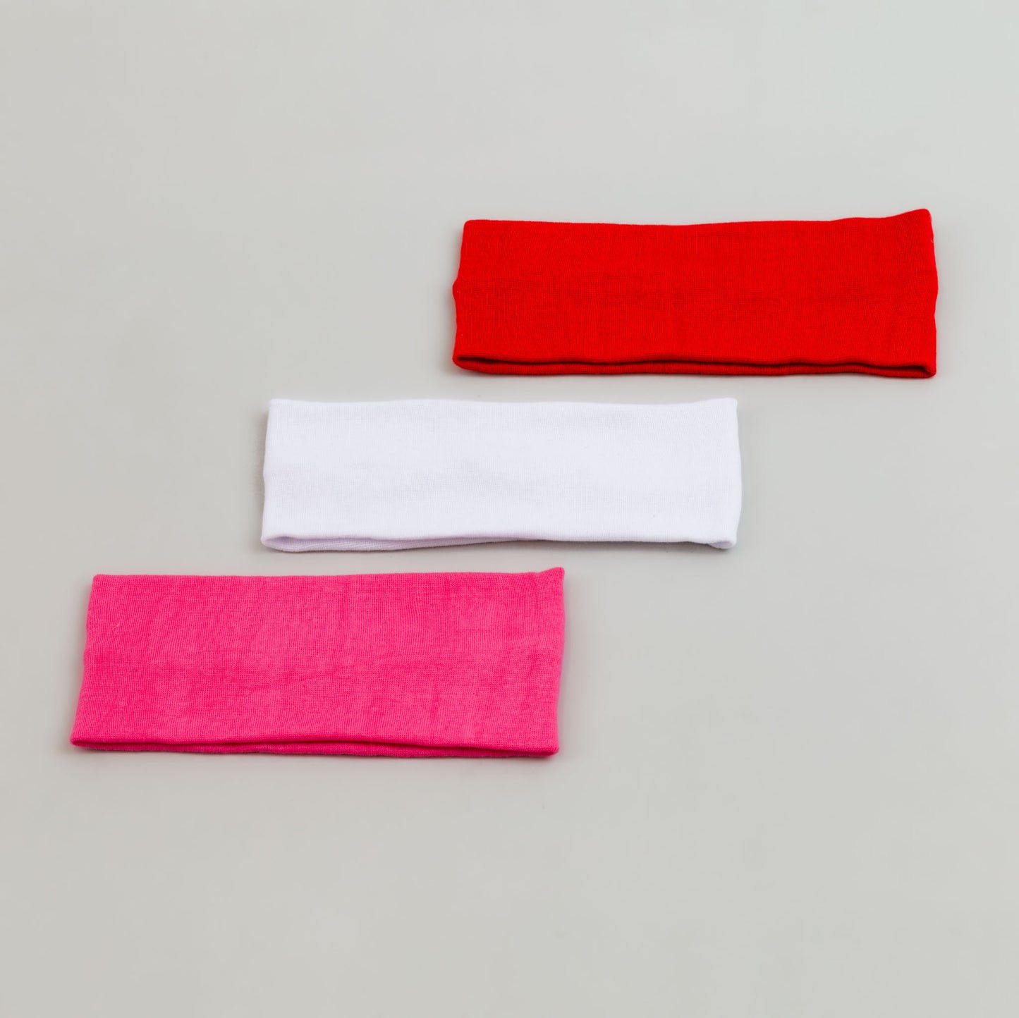 Bentiță de păr simplă, lățime 6,5 cm, set 3 buc - Roșu, Roz, Alb