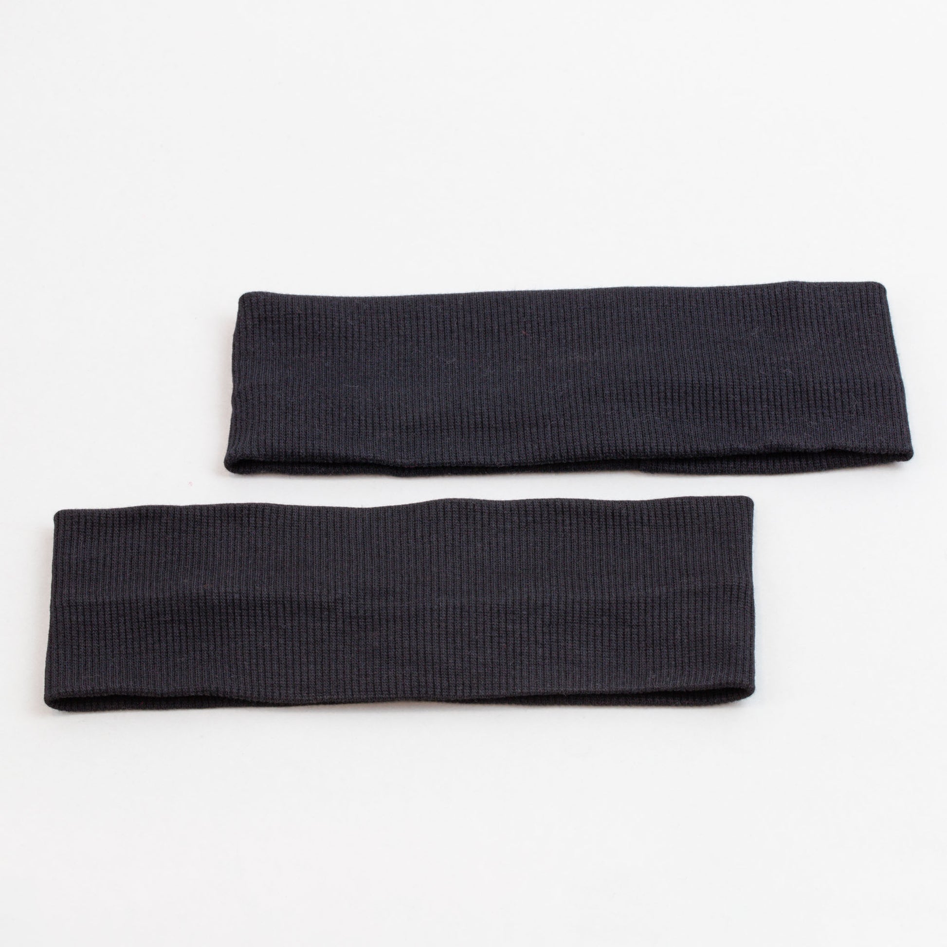 Bentițe de păr simple cu striații din bumbac, set 2 buc - Negru