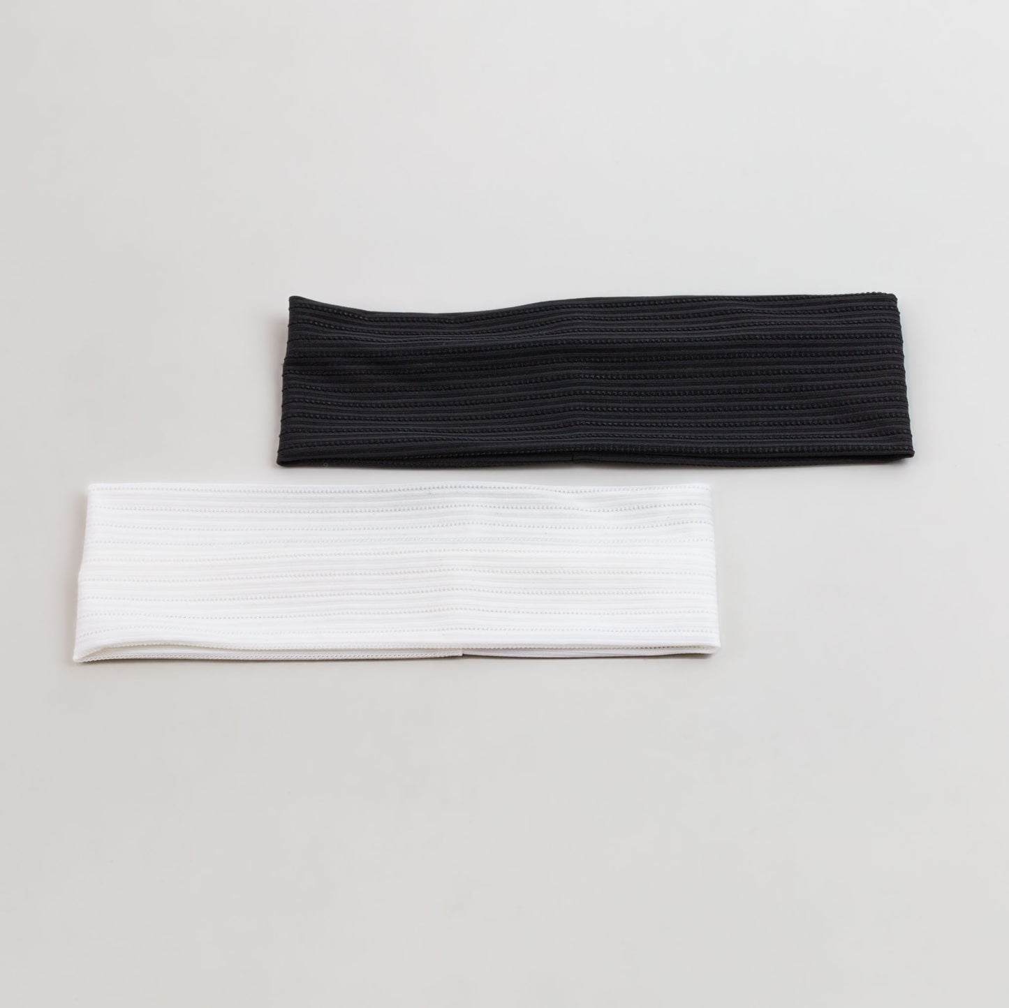 Bentițe de păr simple cu striații din satin, set 2 buc - Alb, Negru