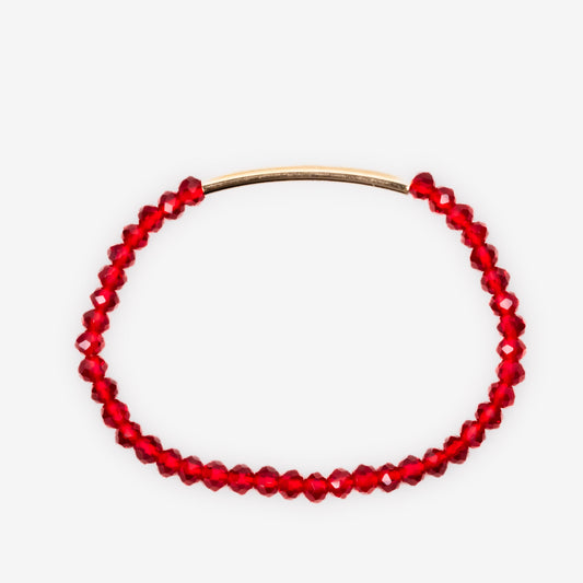 Brățară elastică cu accent auriu și pietre mici translucide - Roșu
