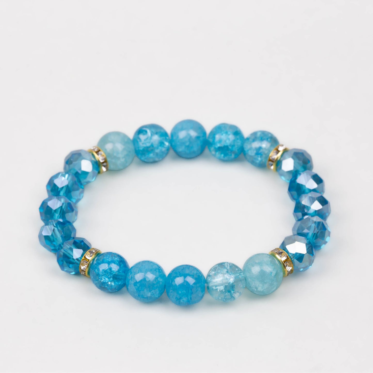 Brățară elastică cu mărgele marmorate și pietre - Albastru