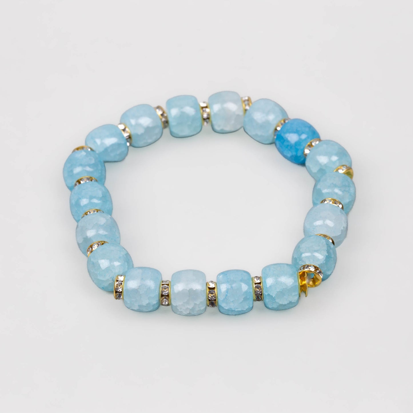 Brățară elastică cu mărgele marmorate și ștrasuri - Albastru