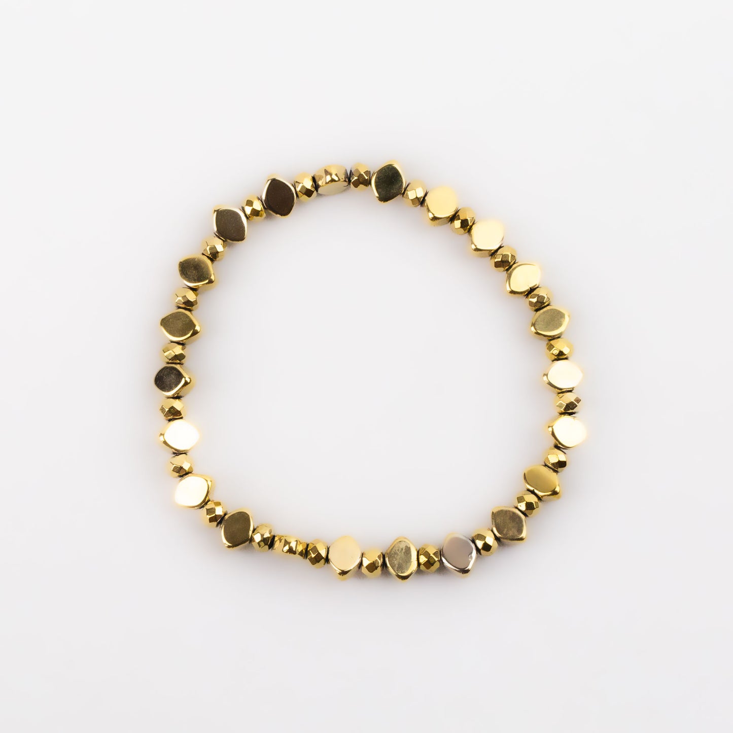 Brățară elastică cu mărgele mici în formă de romb și pietre - Auriu