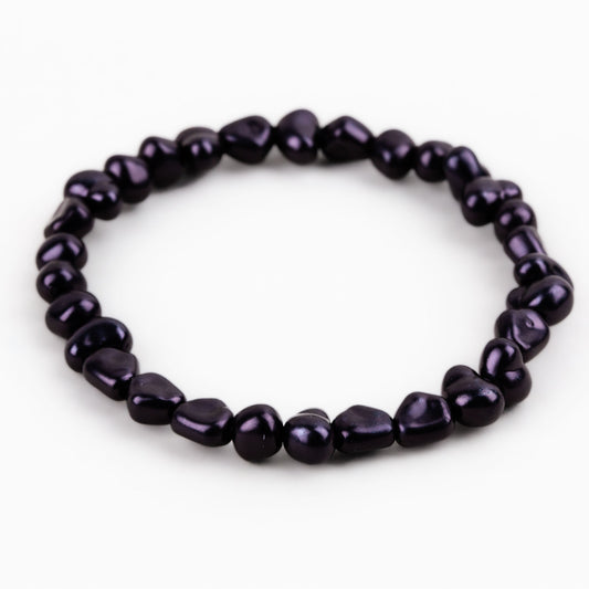 Brățară elastică cu perle în formă iregulată - Negru