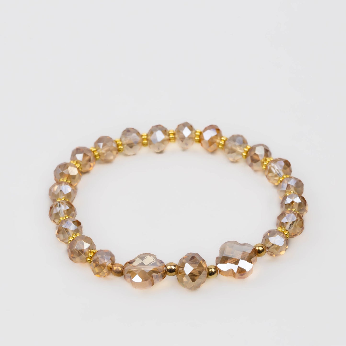 Brățară elastică cu pietre și biluțe - Champagne
