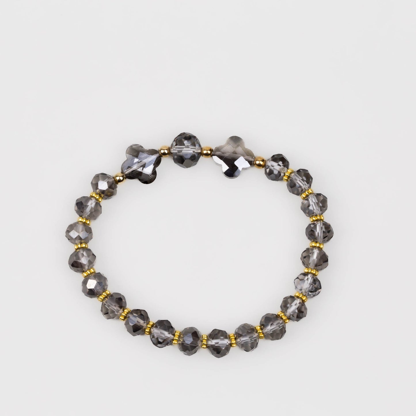 Brățară elastică cu pietre și biluțe - Gri