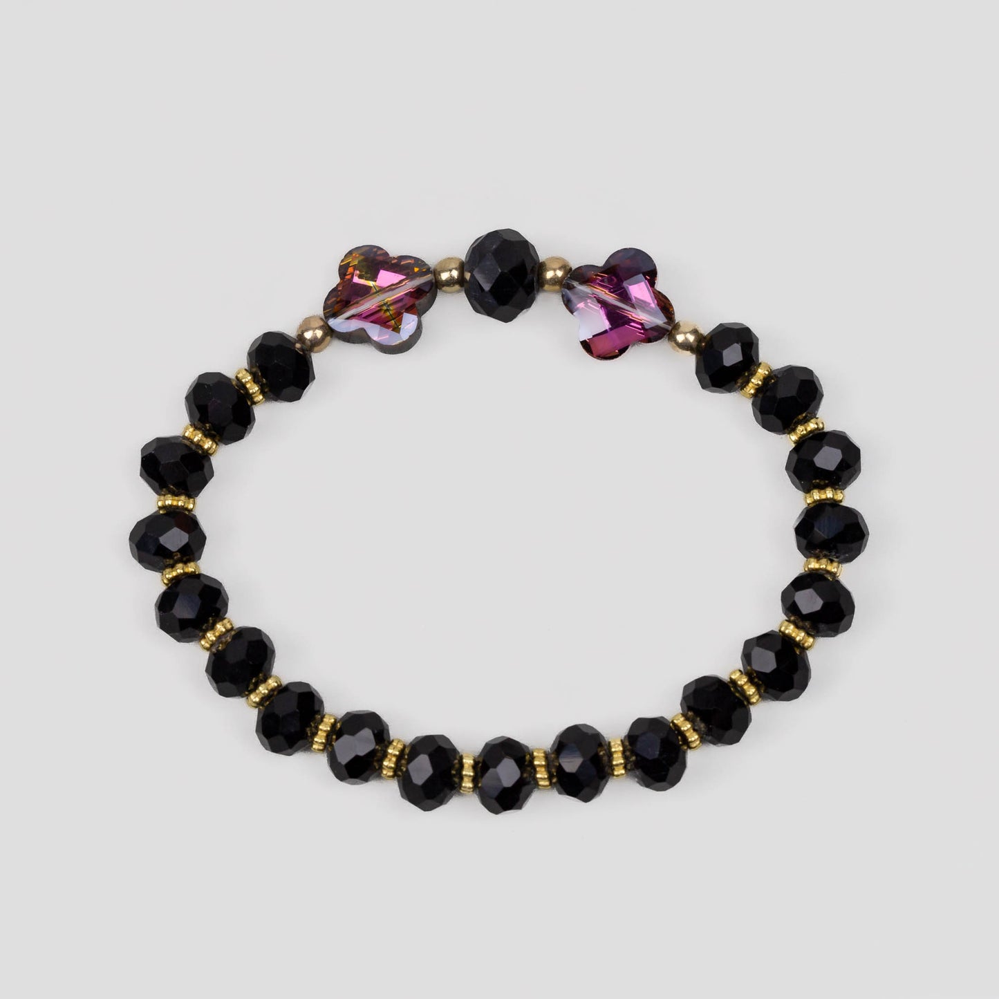 Brățară elastică cu pietre și biluțe - Negru