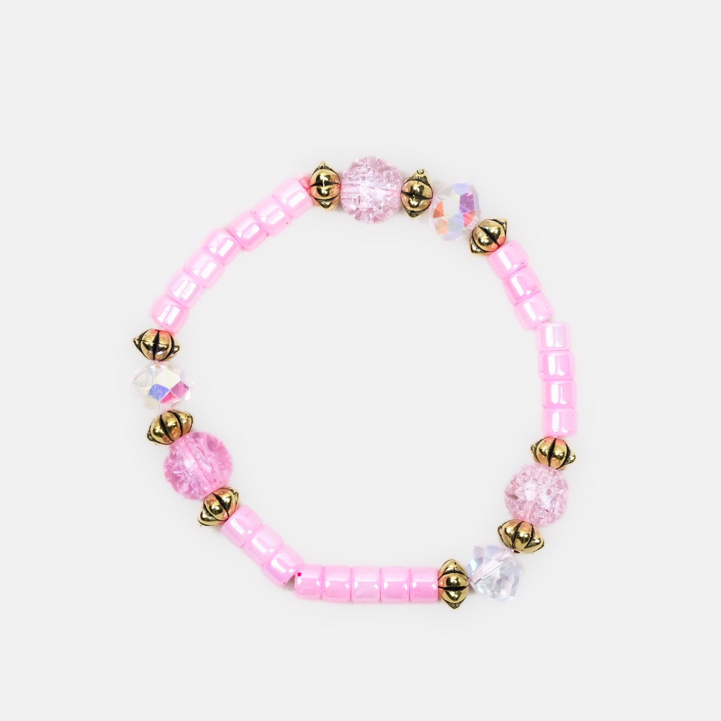 Brățară elastică energy boost cu mărgele și pietre - Roz