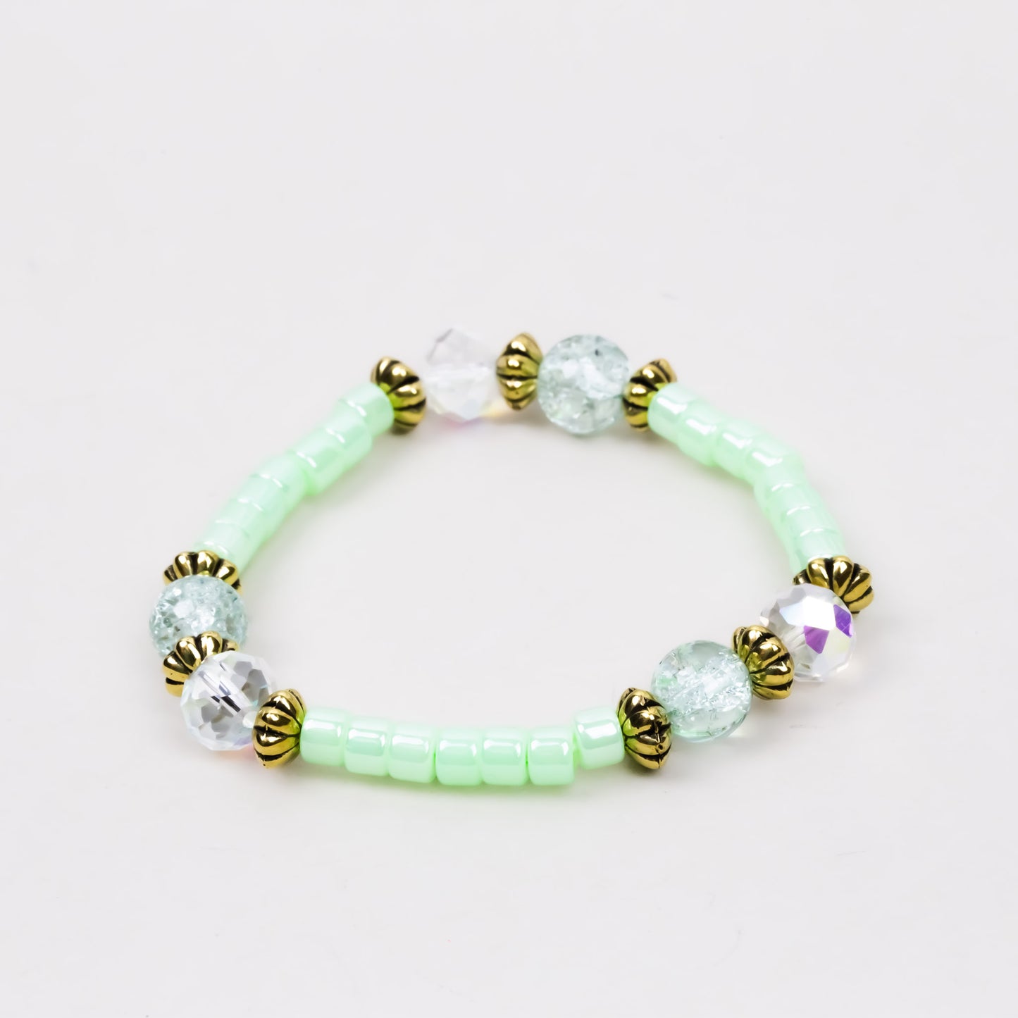 Brățară elastică energy boost cu mărgele și pietre - Verde