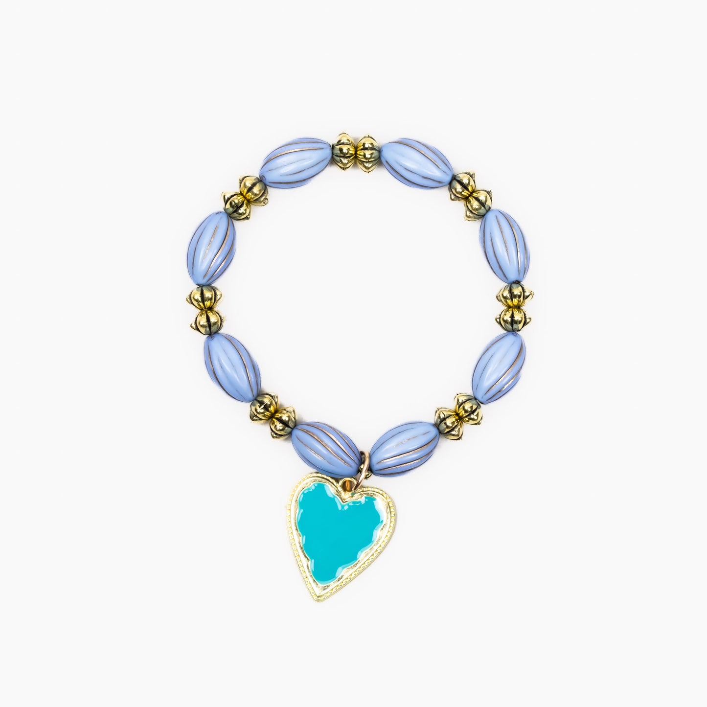 Brățară elastică opulence cu charm în formă de inimă - Albastru, Auriu