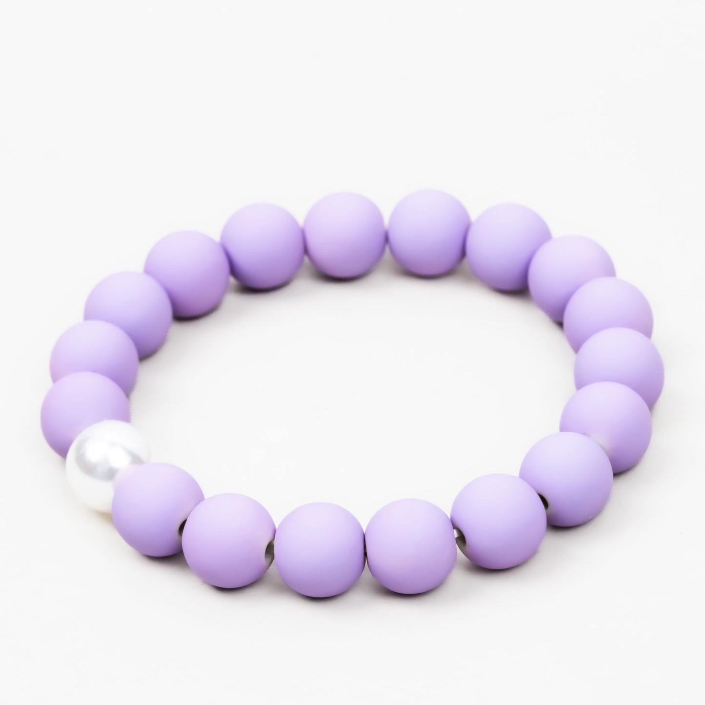 Brățară elastică urban legend cu mărgele siliconate și perlă - Violet