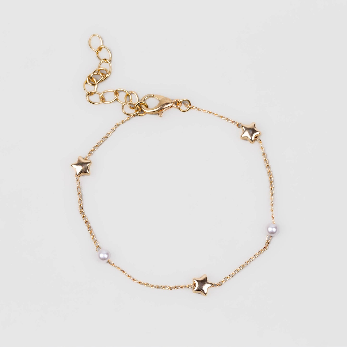 Brățară reglabilă cu perle mici și stele - Auriu