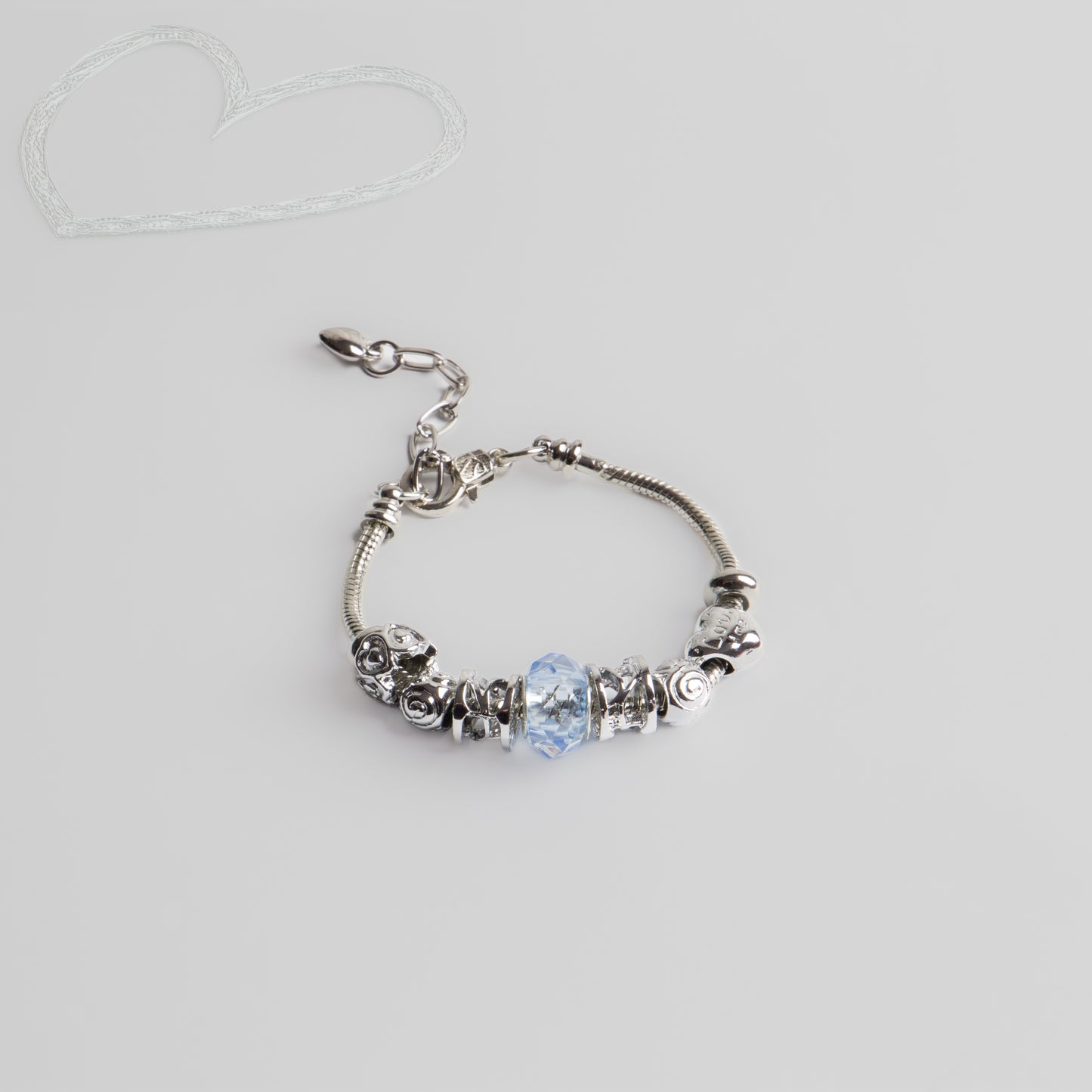 Brățară reglabilă elegant blue cu biluțe - Argintiu