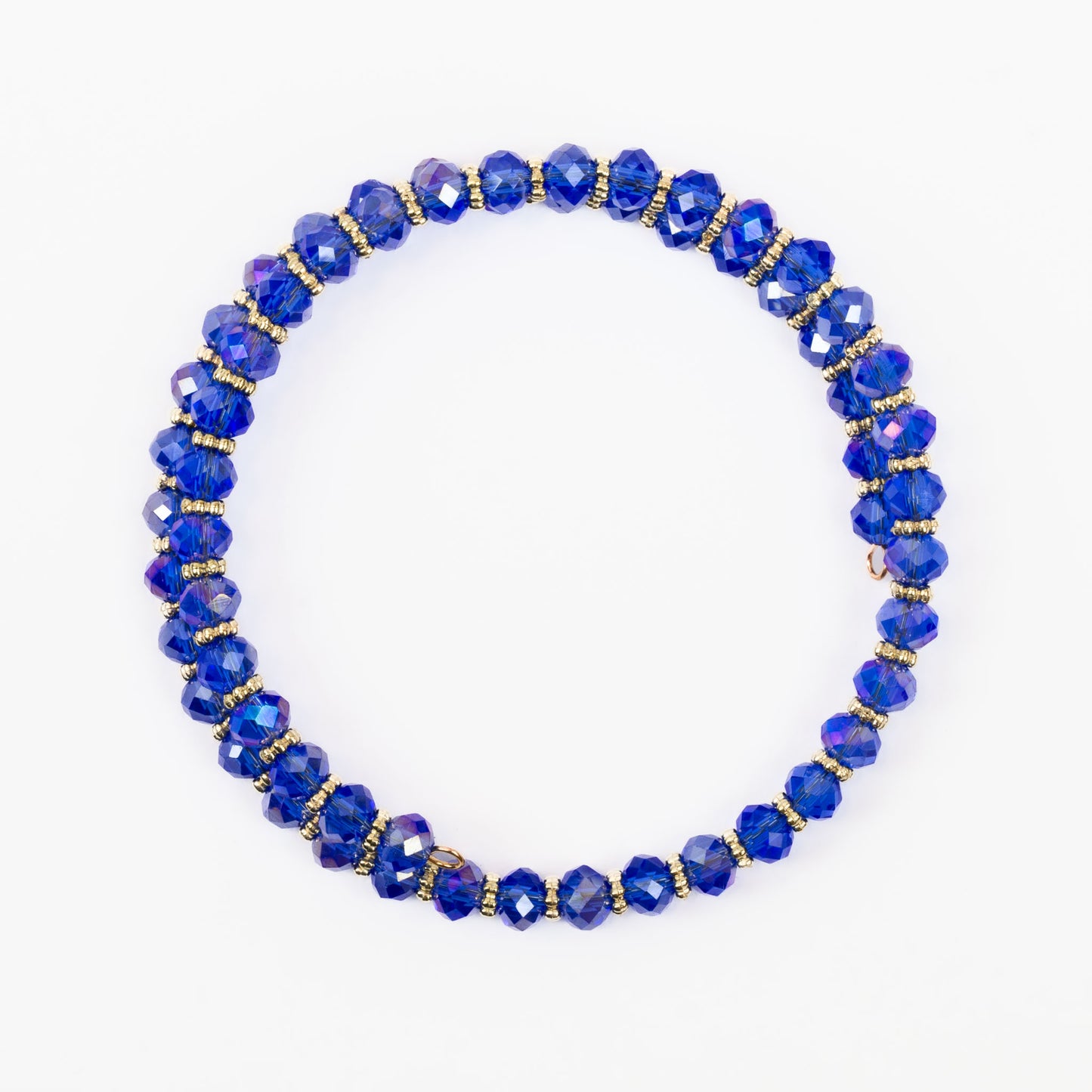 Brațară reglabilă pe arc cu pietre strălucitoare colorate - Albastru cobalt