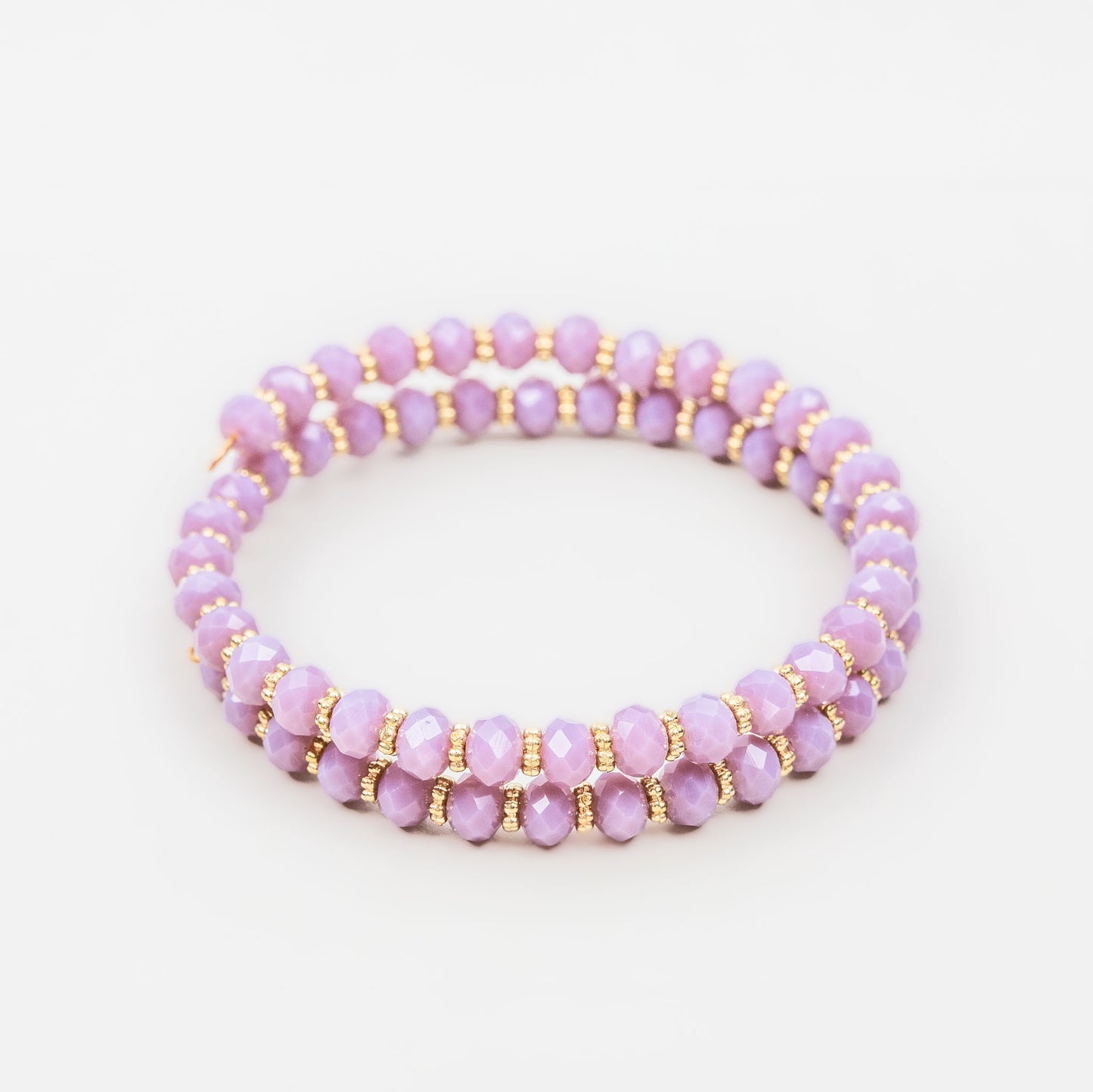 Brațară reglabilă pe arc cu pietre strălucitoare colorate - Mov pudrat