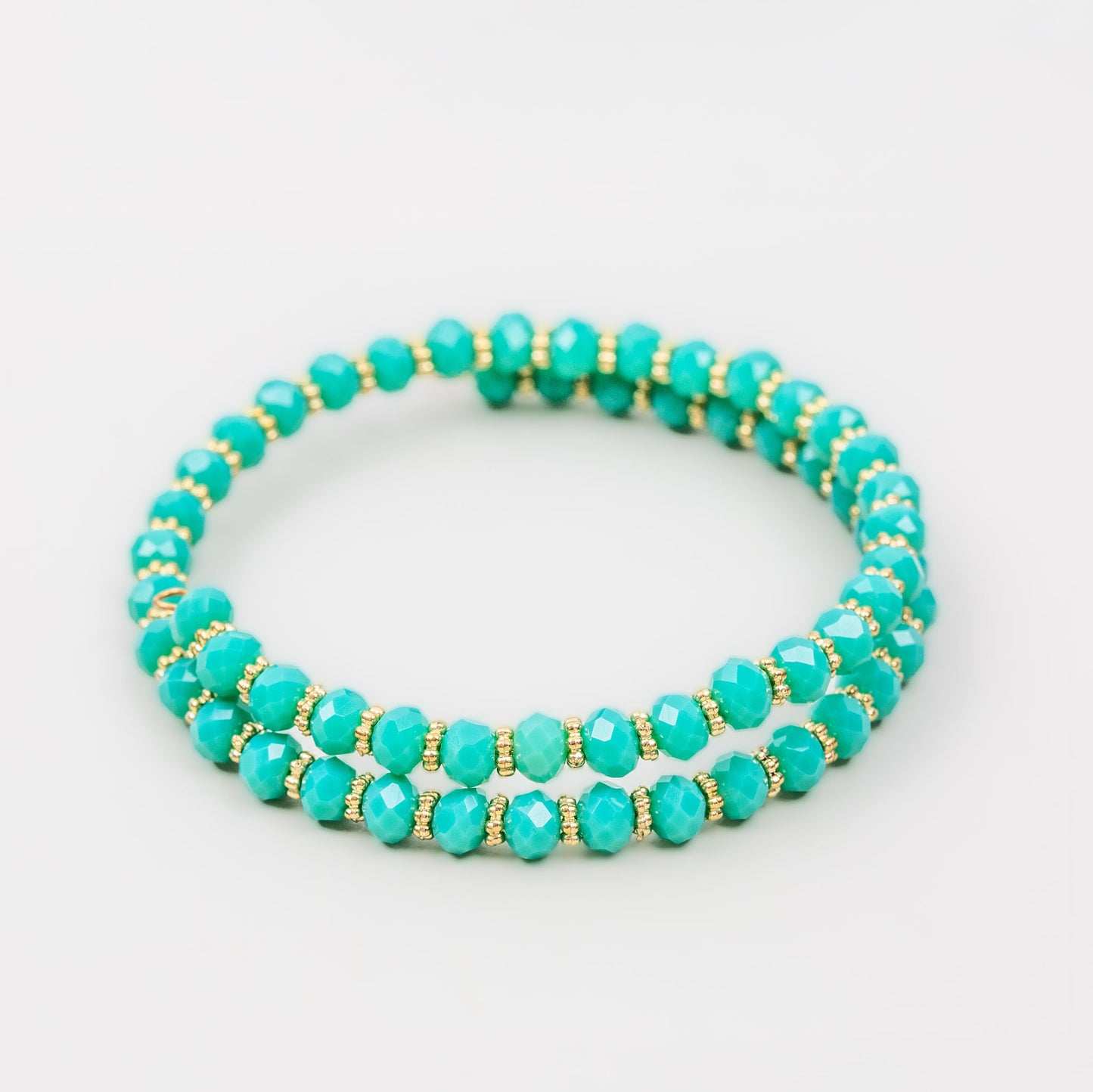 Brațară reglabilă pe arc cu pietre strălucitoare colorate - Turcoaz