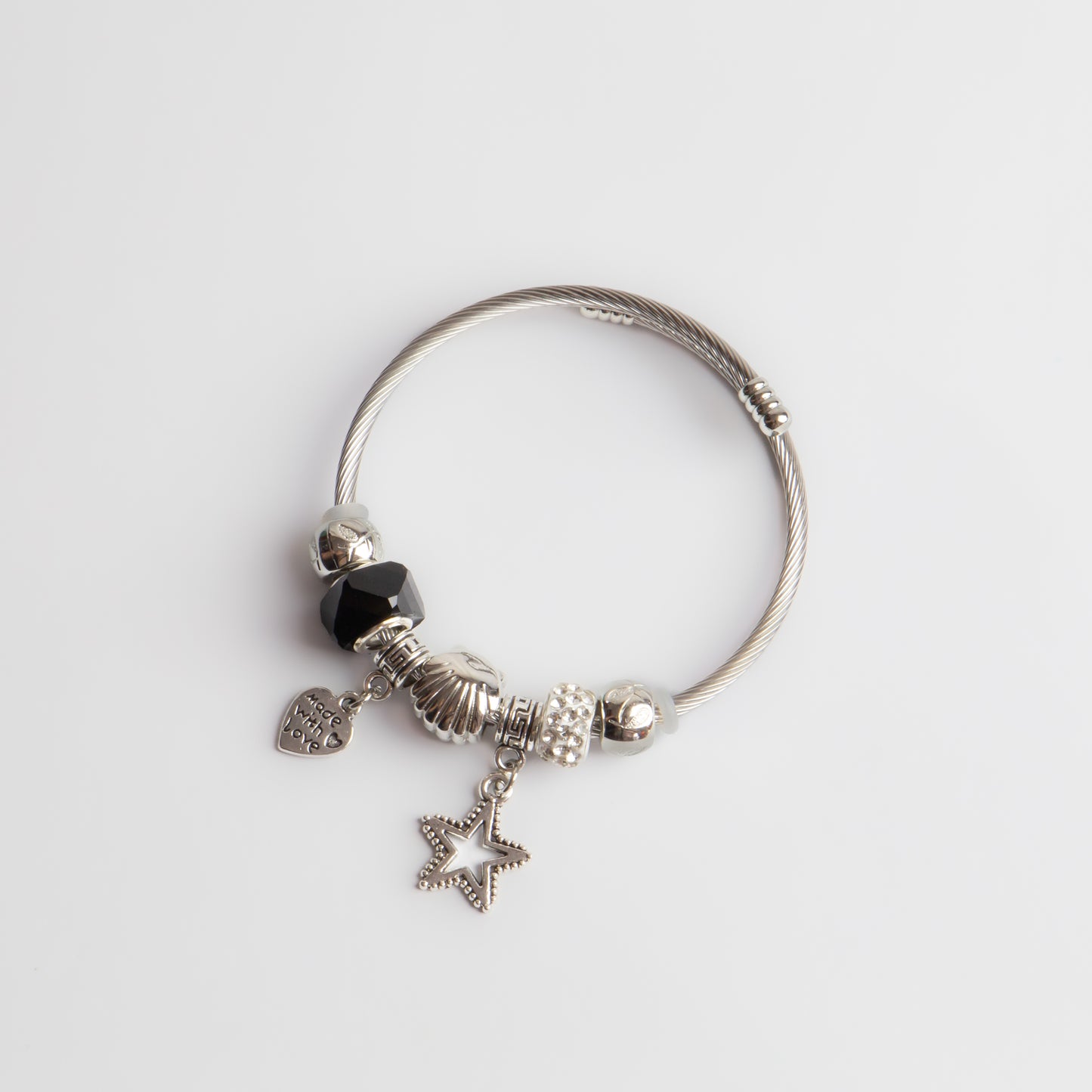 Brățară reglabilă starry night cu charm-uri și pietre - Argintiu