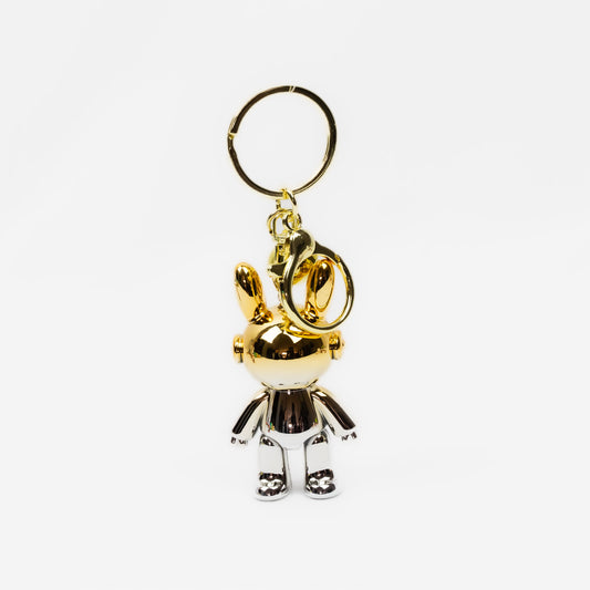 Breloc chei lucios în formă de robo rabbit - Auriu argintiu