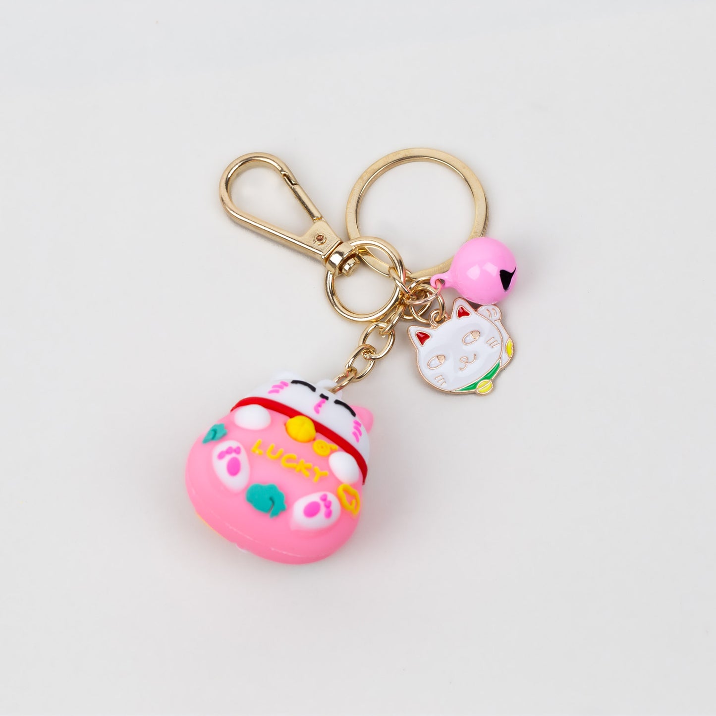 Breloc chei, pisică anime lucky - Roz